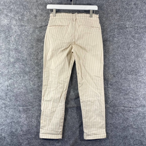Free People Pants Beige 4 Stripe High Rise Button Fly Tapered Slim Leg High Rise - Picture 2 of 12